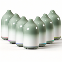 Diffuseur d'huiles essentielles en céramique 100 ml, humidificateur ultrasonique à brume froide avec minuterie intelligente et lumière LED 7 couleurs pour la décoration de la maison