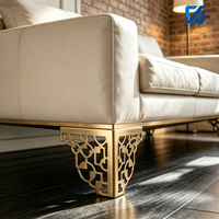 Mid-Century Modern Metall-Sofabeine mit Goldmuster, Luxuriöse T-Form, Hochbelastbar, Einfache Montage, für Wohnzimmer, Schlafzimmer, Esszimmer