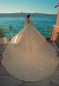 Apliques <span class=keywords><strong>de</strong></span> encaje <span class=keywords><strong>de</strong></span> lujo para novia, vestido <span class=keywords><strong>de</strong></span> boda brillante <span class=keywords><strong>de</strong></span> talla grande, vestidos <span class=keywords><strong>de</strong></span> novia con cuentas, 2023 - Product Image 3