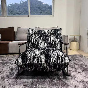 Fauteuil en velours italien moderne de luxe, fauteuil de détente en tissu, fauteuil à bascule Pelton moderne rétro. - Product Image 4