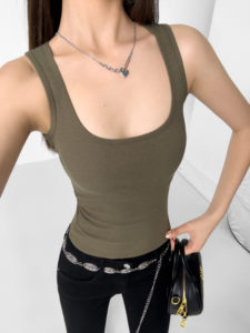 Camiseta sin mangas de algodón de alta elasticidad con cuello cuadrado, ajustada, sexy, deportiva, para <span class=keywords><strong>mujer</strong></span>, top de verano con <span class=keywords><strong>tirantes</strong></span> para chica - Product Image 1