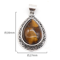 Pendentif Goutte d'Eau en Agate Naturelle, Pierre Semi-Précieuse Incrustée, Alliage, Coquille d'Abalone, Collier Artisanat en Cristal