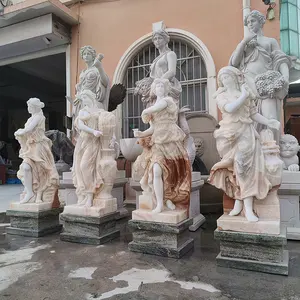 Pierre de marbre naturel de haute qualité sculptée à la main quatre saisons Dieu Statue Sculpture à vendre