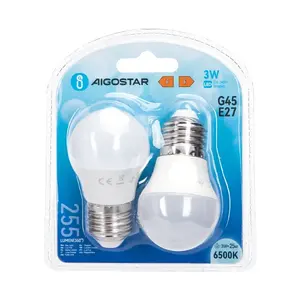 Bombilla LED G45 E27 3W, paquete de 2, bajo consumo energético, ambiente cálido, ideal para iluminación en hogares y oficinas. - Product Image 2