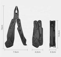 Couteau multifonction noir accessoires de camping 16 en 1 poche multi-outils poignée pliante soins personnels pince Edc avec pochette en nylon