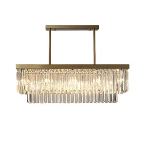 Lámpara de Araña LED de Cristal Rectangular de 16 Luces y 50 Pulgadas, Estilo Moderno y Lujoso para Sala de Estar, en Latón/Cromo - Product Image 1