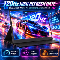 Vente en gros d'écrans portables tactiles de 16 pouces, fins, pour ordinateur portable, avec double USB C, pour le jeu, le bureau et le travail, avec étui en cuir, 2560x1600, 120 Hz, IPS