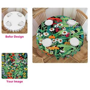 Mantel redondo personalizado bajo demanda con elegante borde ondulado tela lavable sin arrugas para decoración de comedor-para hoteles MOQ 1 - Product Image 1