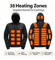 Sweat à capuche chauffant USB pour homme 2026, 38 zones chauffantes, interrupteur 4 directions, pour la chasse et le camping en extérieur en hiver