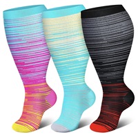 Chaussettes de compression graduée anti-fatigue 100 % coton, absorbantes, respirantes, imprimées numériquement, colorées, mi-hautes, ODM de haute qualité