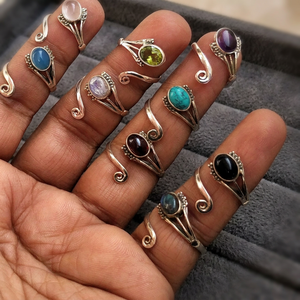 Hot Selling <b>Silver</b> Stone <b>Ring</b> Natural Multi Stones <b>Adjustable</b> <b>Ring</b> Sterling <b>Silver</b> 925 Gemstone Stone <b>Rings</b> - Product Image 1