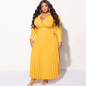 <strong>Custom</strong> <strong>Dresses</strong> Women Solid Color Half Sleeve V-Neck Office <strong>Dresses</strong> Women Lady Elegant Pleated <strong>Dress</strong> With Belt - Product Image 4