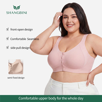 Soutien-gorge sans armatures SHANGBINI à grille gaufrée et fermeture à pression, grande taille, confort supérieur, micro-perforé, logo personnalisé OEM, fabrication en usine