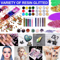 TIMESRUI Kit de démarrage pour l'art en résine 111 pièces/boîte pour débutants - Fournitures d'artisanat DIY en résine époxy/UV : Paillettes, remplissages, accessoires de bijoux