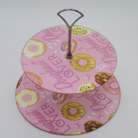 Multicouche plateau de service 2-couche gâteau stand cupcake rack ensembles de luxe de fer deux-couche portable collation melon graines plaque de bonbons