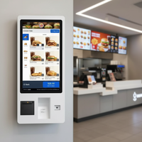 27 32 inci Layar Sentuh SDK Terintegrasi Mesin Pemesanan Dalam Ruangan Restoran KFC Takeaway Printer Layanan Mandiri Checkout Kaca Tempered