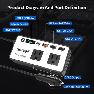 Tùy chỉnh <span class=keywords><strong>mini</strong></span> xách tay xe biến tần <span class=keywords><strong>Power</strong></span> <span class=keywords><strong>Inverter</strong></span> Car Charger Adapter 12V 110V Off Grid DC để AC biến tần - Product Image 6