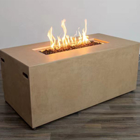 Brasero à gaz en béton de 48 pouces avec réservoir dissimulé pour extérieur, patio, jardin, cour arrière, foyer FRC avec pierres de lave et couvercle