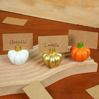 Lot de 6 porte-cartes décoratifs en résine en forme de citrouille pour l'automne, style européen, pour la table de la récolte, Halloween et Thanksgiving