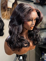 Perruques Bob Body Wave en Cheveux Humains 100% Noirs HD pour Fermeture Sans Colle, Perruque Vietnamienne Naturelle