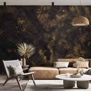 Mural decorativo de <span class=keywords><strong>pared</strong></span> de salón para el hogar presenta un diseño de <span class=keywords><strong>pared</strong></span> abstracto <span class=keywords><strong>con</strong></span> texturas de Stay-rock venecianas negras y doradas - Product Image 2