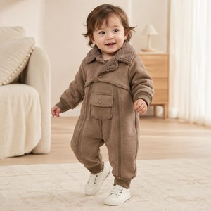 Tutina con Colletto Foderata in <span class=keywords><strong>Pelliccia</strong></span>, Calda per Autunno e Inverno, Unisex per Neonati - Product Image 6