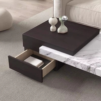 Table basse carrée en marbre au design moderne avec structure métallique, mobile, facile à nettoyer, durable, écologique, meubles de salon pour la maison