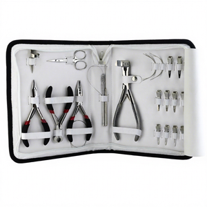 Kit d'outils d'extension de cheveux de vente chaude pince d'extension de cheveux ciseaux outils de boucle pince de pressage de trame aiguilles de coupe-liaison outil de boucle - Product Image 1