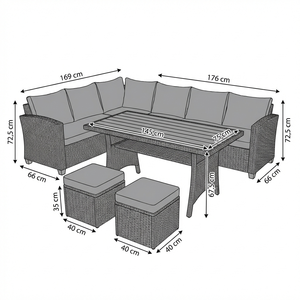 Bequemes Outdoor-Lounge-<span class=keywords><strong>Sofa</strong></span>-<span class=keywords><strong>Set</strong></span> Stilvolle Terrassen-Essgruppe aus Korbgeflecht im Angebot Luxuriöse Rattan-Gartenmöbel für Villen aus Stahl - Product Image 6