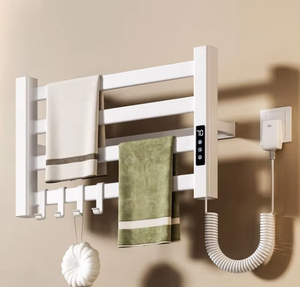 Sèche-serviettes électrique intelligent simple ou double pour salle de bain, en aluminium, <span class=keywords><strong>sans</strong></span> perçage, compatible APP, chauffant et séchant - Product Image 2