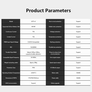 Contrôleur de vitesse électrique (ESC) pour drone UF75 48-96S 75A, régulateur 1050us-1940us, moteur 986g, compatible CAN IPX4 pour drones agricoles - Product Image 6