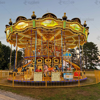 Grand carrousel de divertissement populaire pour centre commercial, manège extérieur et intérieur de style européen à double étage en promotion