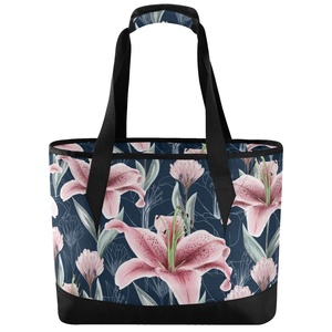 Wholesales Custom Flower Abstract Lunch Bag Keep Fresh and Warm School Cooler Insulated Lunch Bag for Beach Picnic - Product Image 1