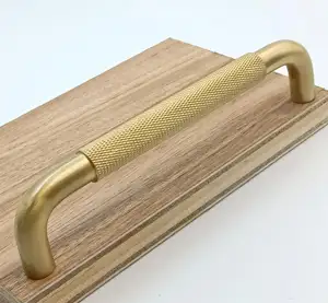 Manija moleteada de oro de latón, manija de muebles, producto de manija de gabinete moleteada