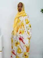 Prêt à expédier – Nouvelle robe Abaya ample et modeste pour femme, col en V, motif floral aquarelle, grande taille, livraison rapide en 7 jours