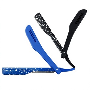 Blue and Black <b>Single</b> <b>Blade</b> <b>Razors</b> with Speckled Finish Stainless Steel <b>Blades</b> and Handles Reusable Face & Body Shaving Tools - Product Image 1
