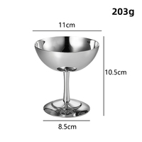Vaso de Acero Inoxidable de Tallo Largo para Helado, Bebidas Frías, Cócteles, Plato para Aperitivos, Tazón para Servir Postres y Tartas para Restaurantes y Hoteles