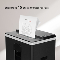 Déchiqueteuse de documents P4 pour bureau, capacité 15 feuilles, bac 22L, robuste, pour cartes de crédit