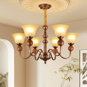 Lámpara Colgante de Hierro Forjado LED de Estilo Retro Americano, Lujosa y Atmosférica, para Sala de Estar, Restaurante, Dormitorio, Villa, Hotel, Cafetería - Product Image 1