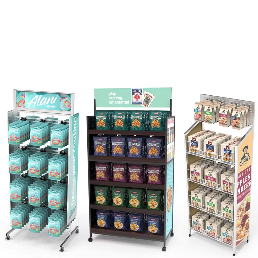 Apache Custom Pegboard Floor Display Stand Metal Rack for Point of Sale Retail Stores, Supermarkets and Hardware Showrooms — view 6