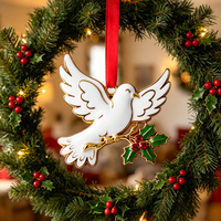 Ornement de Noël personnalisé en métal, colombe émaillée blanche, oiseau de la paix, décoration suspendue pour arbre, cadeau de fêtes, vente en gros