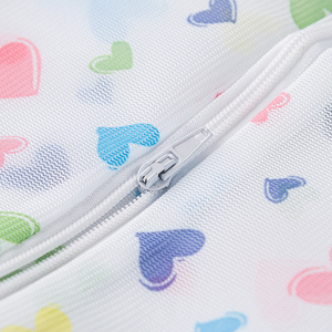 Foldable Zipper Double Layer Mesh <b>Laundry</b> <b>Bag</b> 50x60cm Heart Print Portable Clothes Washing Protector - Product Image 5