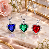LUOYUNE – collier avec pendentif en cristal en forme de cœur coloré, bijoux en alliage argenté avec strass pour femmes, à porter au quotidien, cadeau de fête