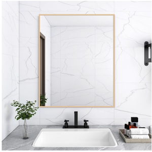Miroir de salle de bain à cadre noir, rectangulaire horizontal, <span class=keywords><strong>mural</strong></span>, pour salle de bain, hôtel, moderne, simple, vente en gros - Product Image 4