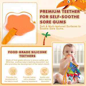 Livre en tissu pour le temps sur le ventre pour bébé de 0 à 6 mois, de 6 à 12 mois, livre sensoriel tactile et froissé avec anneau de dentition pour tout-petit - Product Image 5