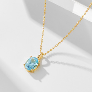 Lichte Luxe Minimalistische Veelzijdige Hemelsblauwe Topaz Sterling Zilveren Ketting Sleutelbeenketting Voor Dames