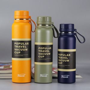 New Designed Travel Silicone Handle Double Wall Stainless <b>Steel</b> Insulated Water <b>Bottle</b> with Custom logo - Product Image 4