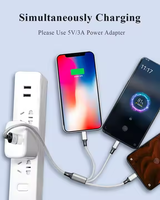 Connecteur de cordon de charge rapide 3 en 1 Câble de charge multi USB compatible 12 11 Pro 8 7 6 Samsung Galaxy 4FT/2Pack de charge