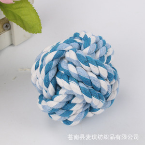 ของเล่นสุนัข ลูกบอลเชือกฝ้าย ขนาด 7 ซม. ของเล่นเคี้ยวแบบถักทนทาน ขนาดกลาง - Product Image 5
