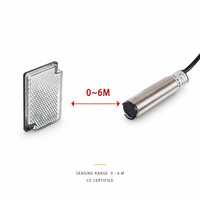 Capteur photoélectrique rétro-réfléchissant PNP NO+NC DC 12-24V avec LED infrarouge, protection contre les courts-circuits, câble PVC de 2m, encastrable
